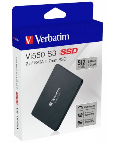 SSD памет Verbatim - Vi550 S3, 512GB, 2.5'', SATA III - 3